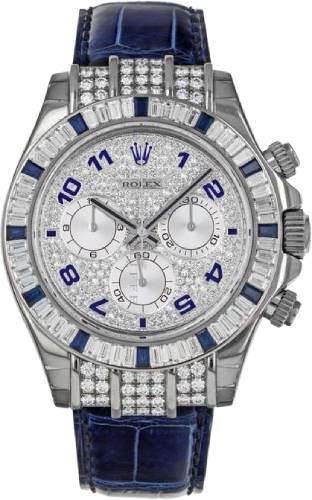 Rolex Cosmograph Daytona White Gold Diamond Paved Dial & Sapphire Bezel Leather Strap 116589SACI