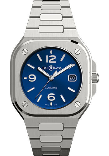 Bell & Ross BR 05 Blue Steel Watch - Steel Bracelet