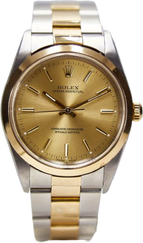 Rolex Oyster Perpetual 34 Automatic Gold/Steel Champagne Dial Watch - 14203