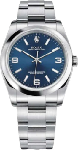 Rolex Oyster Perpetual 36 Stainless Steel Blue Arabic / Index Dial Watch - 116000