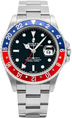 Rolex GMT-Master II Stainless Steel 40mm "Pepsi" Blue/Red Bezel SEL Oyster Bracelet No Holes Case - 16710